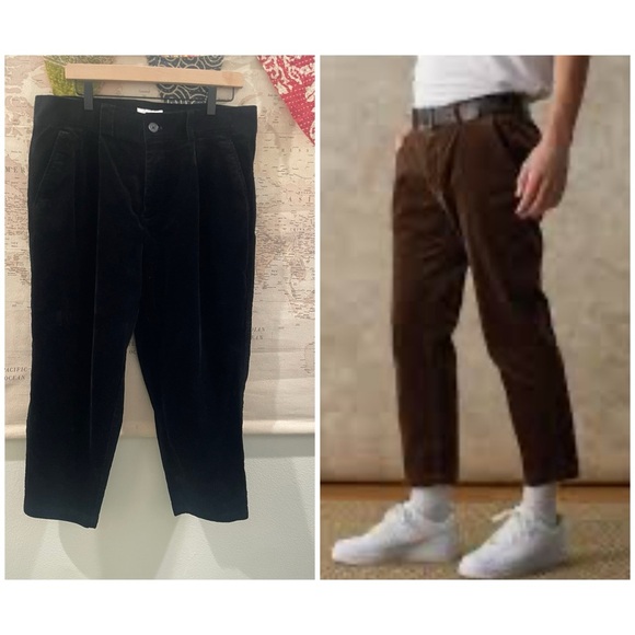 I LOVE UGLY Size XL BLACK Corduroy Kobe WIDE/Straight Crop Leg Pants - Picture 1 of 9